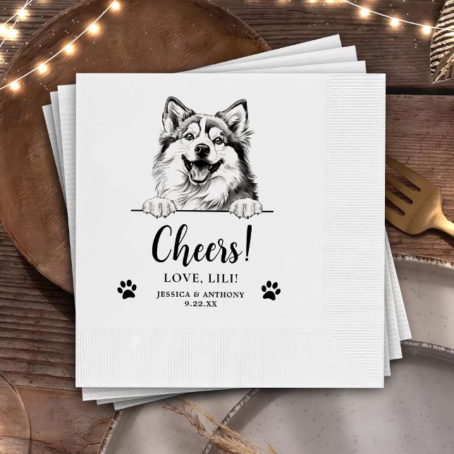 Pomsky Dog Personalisiert Cheers Serviette (Von Creator hochgeladen)