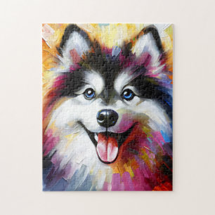 Pomsky Hundeporträt Acryl-Kunst Druck Hunde Liebha