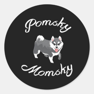 Pomsky Momsky Pet Pomsky Mommy Runder Aufkleber