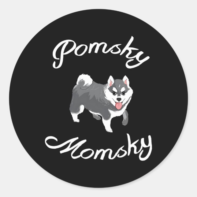 Pomsky Momsky Pet Pomsky Mommy Runder Aufkleber (Vorderseite)