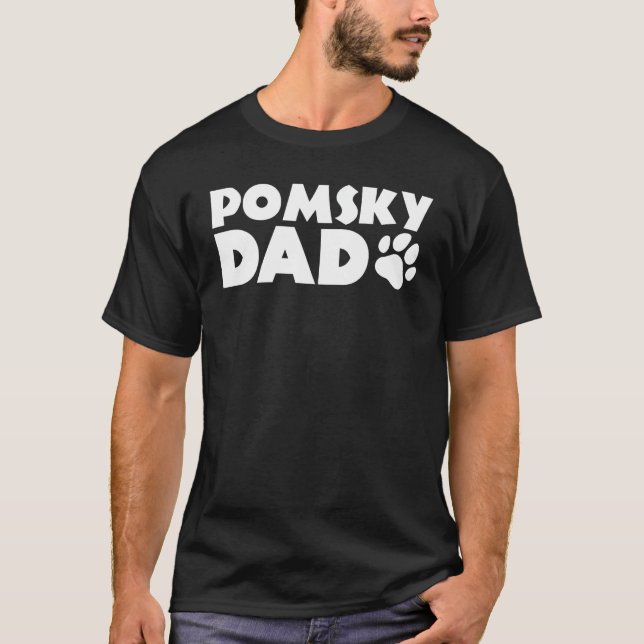 Pomsky Vater Funny Pomsky Eigentümer Dog Vater T-Shirt (Vorderseite)