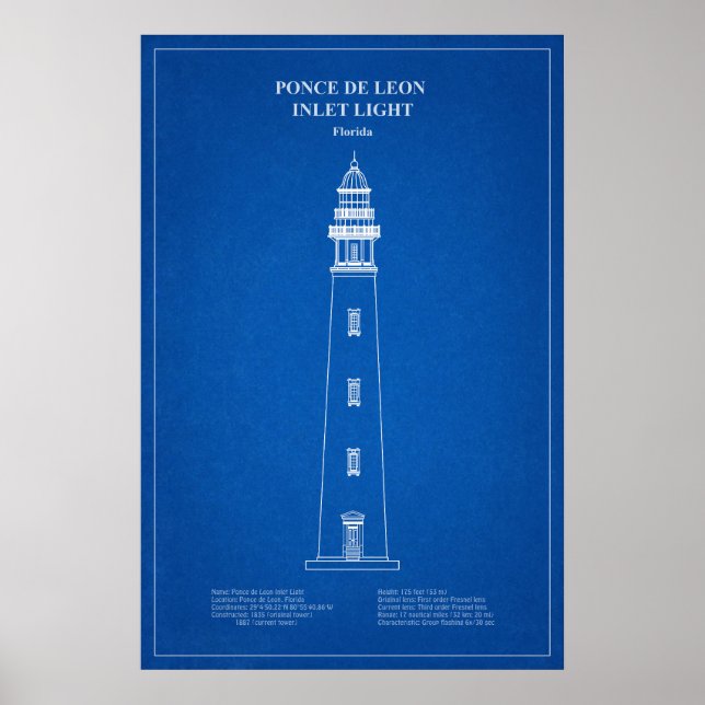 Ponce de Leon Inlet Leuchtturm – Florida - AD Poster (Vorne)