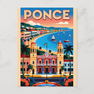 Ponce Puerto Rico Retro-Reiseplakat-Kunst Postkarte