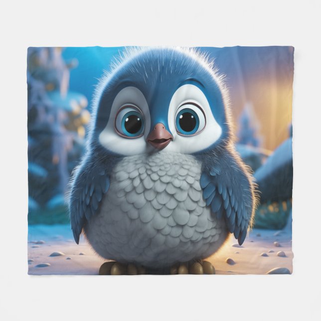 Poncho - Ein glatter Pinguin Fleecedecke (Vorderseite (Horizontal))