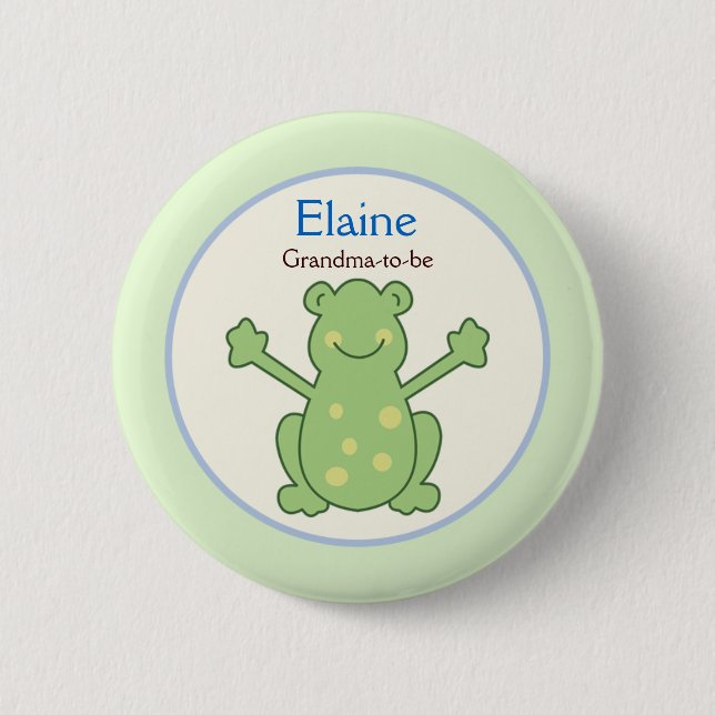 Pond Friends Frog Turtle NAME TAG Custom Button (Vorderseite)