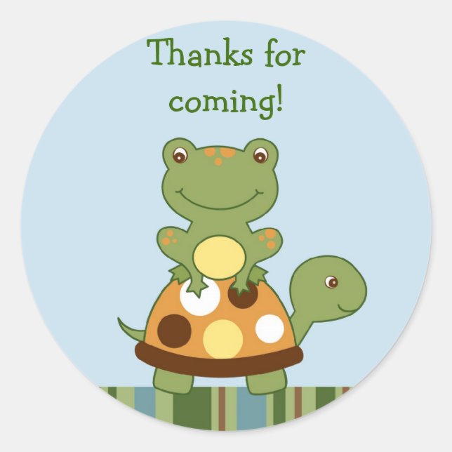 Pond Friends Frog Turtle Umschlag Aufklebers Runder Aufkleber (Vorderseite)