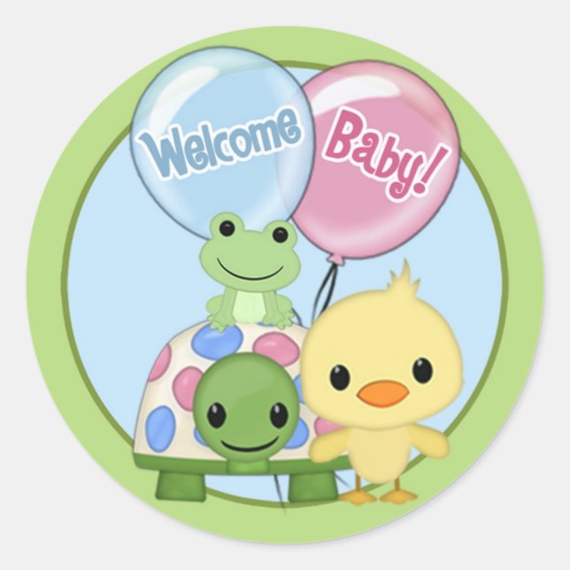 Pond Pals Duck Baby Shockaufkleber PPL-N#3A Schild Runder Aufkleber (Vorderseite)