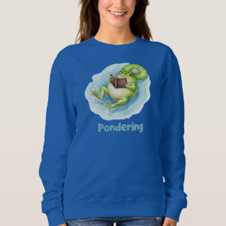 Pondering Frog Reading Book Sweatshirt