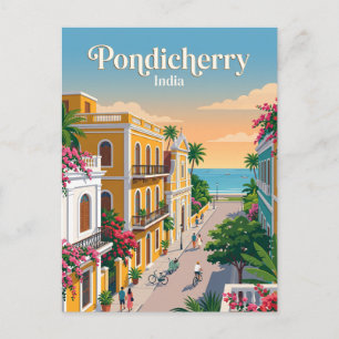 Pondicherry, Indien Postkarte