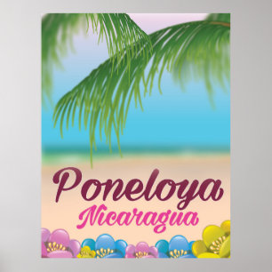 Poneloya Nicaragua Strand Reiseplakat Poster