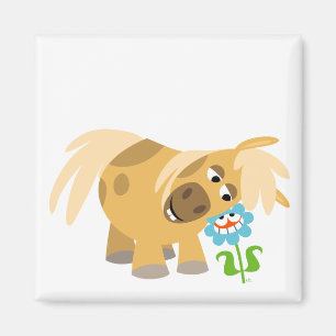Poney de bande dessinée et aimant tendres de fleu