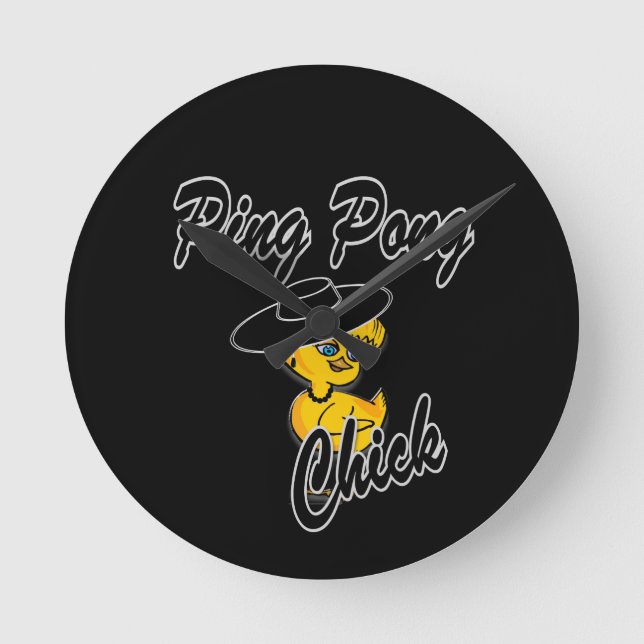 Pong Chick #4 Runde Wanduhr (Vorderseite)