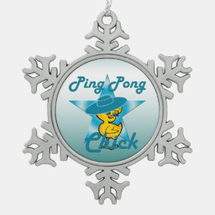 Pong Chick #7 Schneeflocken Zinn-Ornament