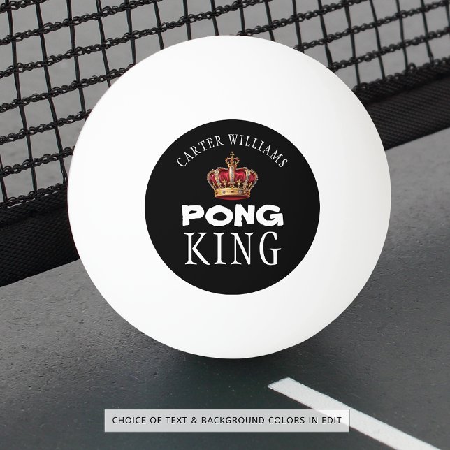 Pong King Crown Name Black oder Custom Tischtennisball (Von Creator hochgeladen)