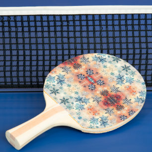 Pong Motif Flocons de Neige Vintage - Raquette de Ping