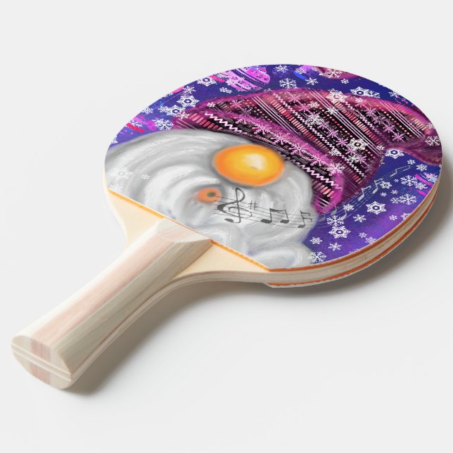 Pong Pong Paddle Gnome in Lila Hut Tischtennis Schläger (Vorderseite)