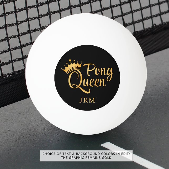Pong Queen Black Gold Name Tischtennisball (Von Creator hochgeladen)