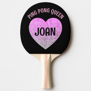PONG QUEEN PINK GLITZER HERZSTÜCK TISCHTENNIS SCHLÄGER