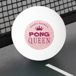 PONG QUEEN Pink Glitzer Name Tischtennisball