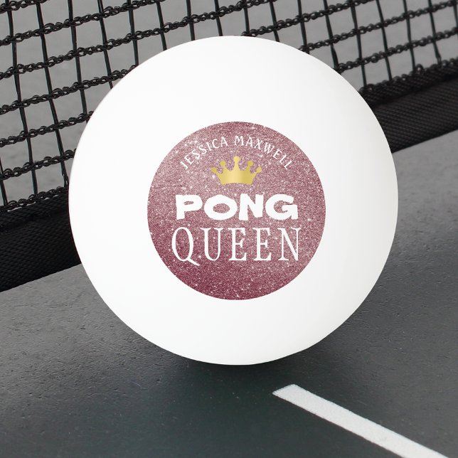 PONG QUEEN Rose Gold Glitzer Name Tischtennisball (Von Creator hochgeladen)