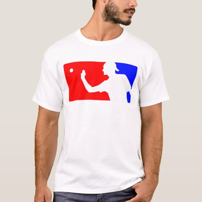 Pong-Shirt, rot, weiß und blau T-Shirt (Vorderseite)