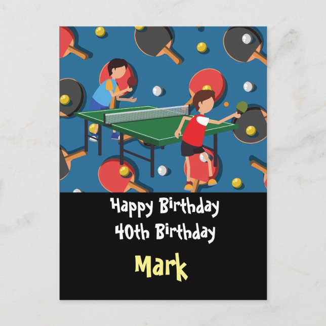 Pong Tischtennis Geburtstagkarte Postkarte (Vorderseite)