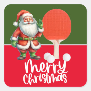 Pong Weihnachten mit dem Weihnachtsmann Quadratischer Aufkleber