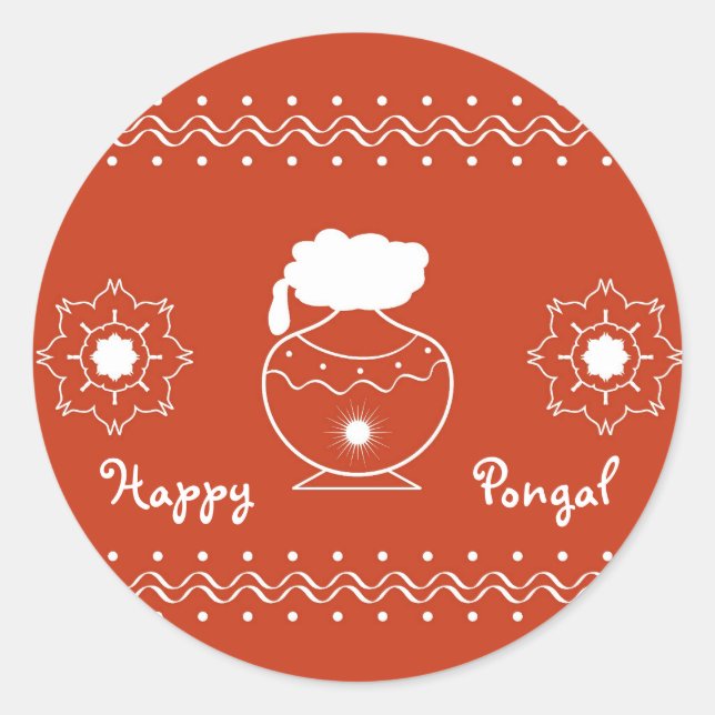 Pongal - Indisches Festival Runder Aufkleber (Vorderseite)