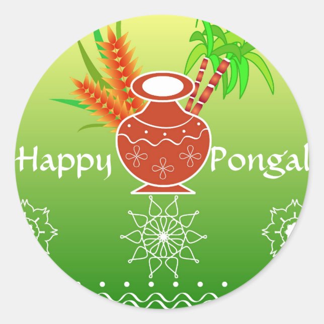 Pongal - Südindisches Festival Runder Aufkleber (Vorderseite)