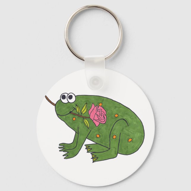 Pongo Frog mit Rose (Schlüsselanhänger) Schlüsselanhänger (Vorderseite)