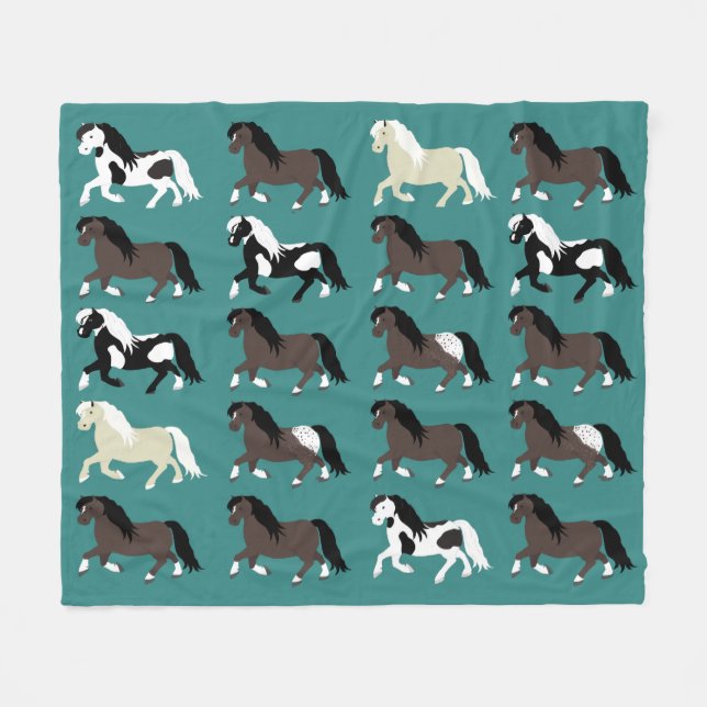 Ponies Fleece Blanket (Vorderseite (Horizontal))