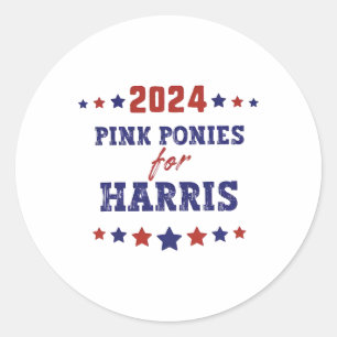 Ponies for Kamala-harris 2024 Runder Aufkleber