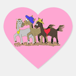 Ponies Three Herz-Aufkleber