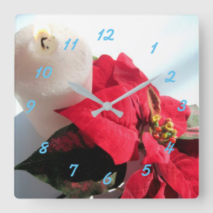 Ponsettia und die Candle Square Wall Uhr