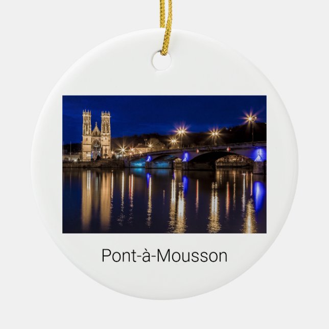 Pont a Mousson Panorama mit Moselle Souvenir Keramik Ornament (Vorne)