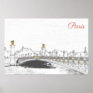 Pont Alexandre III an der Seine - Paris Frankreich Poster