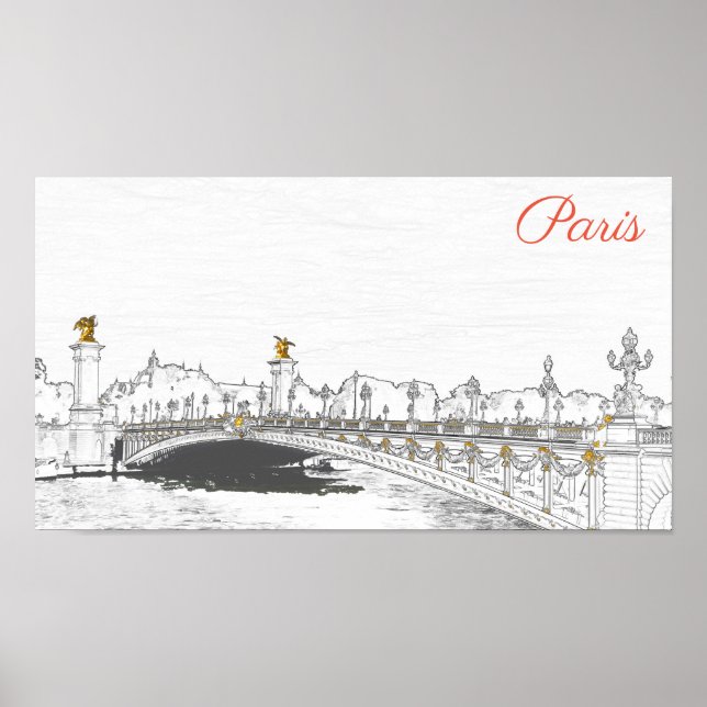 Pont Alexandre III auf der Seine-Fluss - Paris Fra Poster (Vorne)