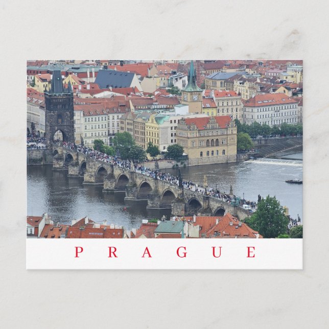 Pont Charles de Prague vue panoramique carte posta (Devant)