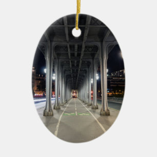 Pont de Bir-Hakeim in night - Paris, Frankreich Keramik Ornament