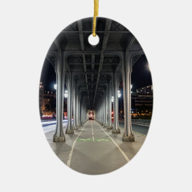 Pont de Bir-Hakeim in night - Paris, Frankreich Keramik Ornament (Vorne)