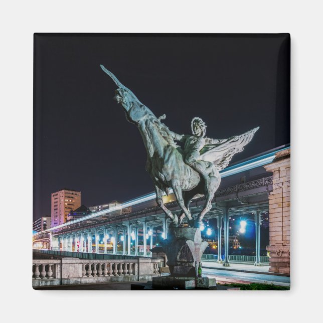 Pont de Bir-Hakeim in night - Paris, Frankreich Magnet (Vorne)
