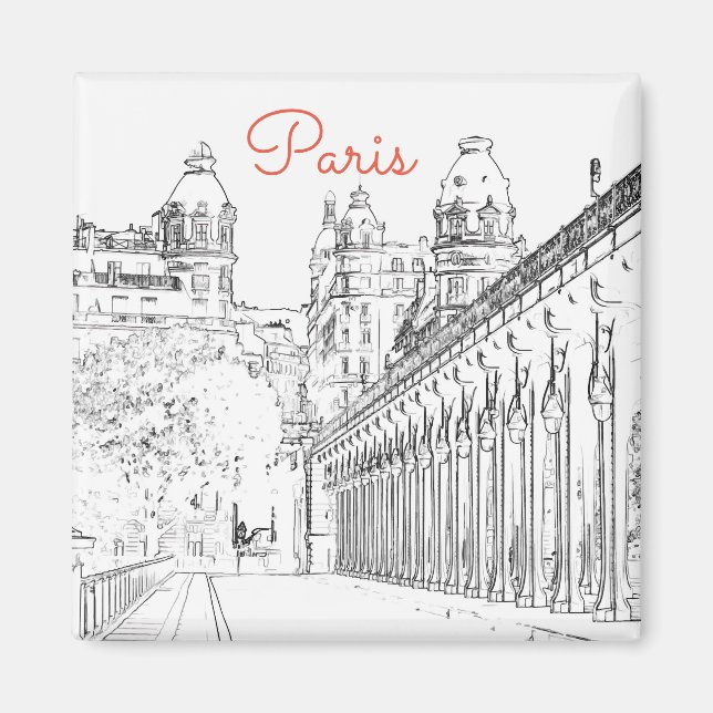 Pont de Bir-Hakeim über Seine - Paris, Frankreich Magnet (Vorne)