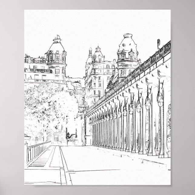 Pont de Bir-Hakeim über Seine - Paris, Frankreich Poster (Vorne)