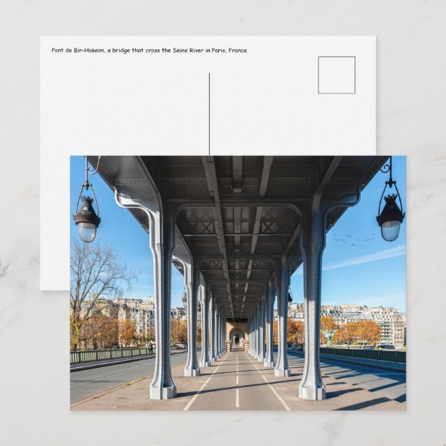 Pont de Bir-Hakeim über Seine - Paris, Frankreich Postkarte (Vorne/Hinten)