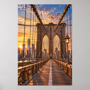 Pont de Brooklyn New York Heure Dorée Art Mural