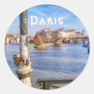 Pont des Arts on Valentine - Paris Runder Aufkleber