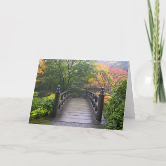 Pont en bois dans le Jardin Japonais Carte de voeu