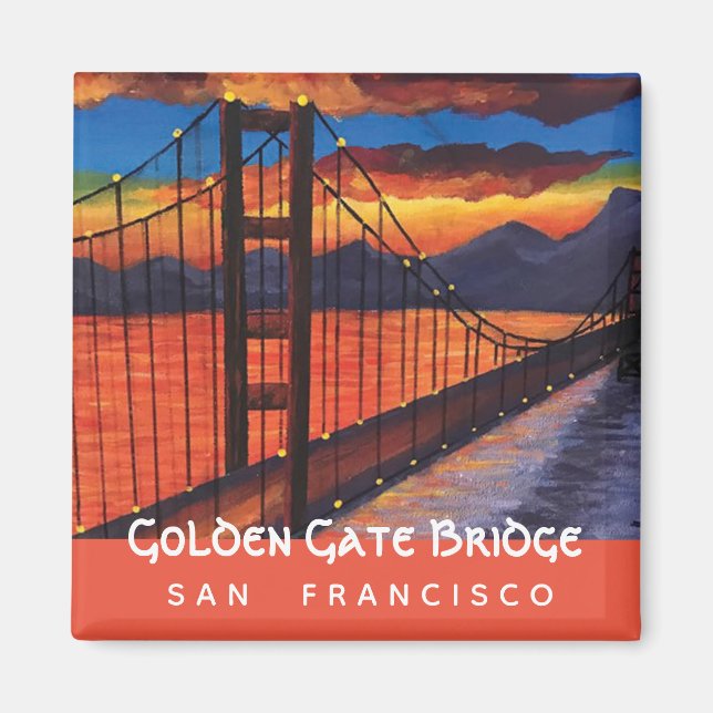 Pont Golden Gate | Peinture acrylique | Magnet (Devant)