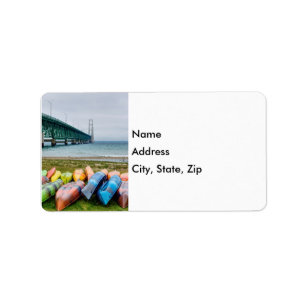Pont Mackinac Et Canoës Étiquettes de adresse