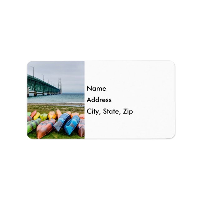 Pont Mackinac Et Canoës Étiquettes de adresse (Devant)